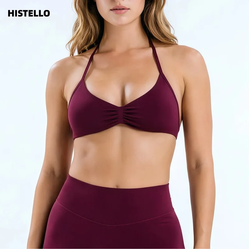 Sutiã Esportivo HISTELLO Impact Strappy para Mulheres, Alta Sustentação, Top de Ginástica Sem Costura, Sutiã Esportivo Almofadado, Halter para Treino e Yoga