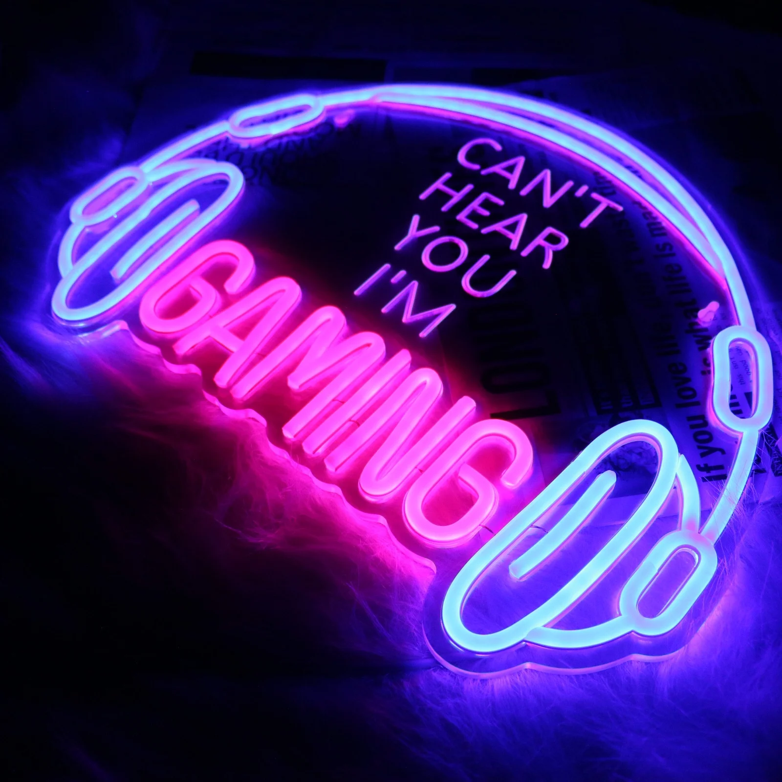 Zestaw słuchawkowy do gier UponRay Neon Sign LED Game Headphone Neon Lightup Signs for Gamer Zone Video Room Bedroom Wall Art Decor