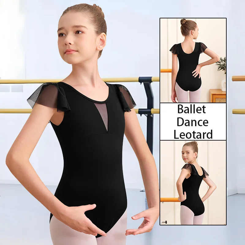 الفتيات النايلون الرسن أكمام الباليه ملابس رقص الجمباز لفتاة الجمباز الرقص تانك القمم مع بطانة ناعمة كاب كم Dancewear