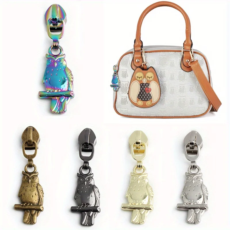 5PCS 54mm Metal Owl Wallet Pen Bag Pull Tab Slider Shoulder Bag Cosmetic Bag Pillow Wallet Fashion Eagle Zipper Puller