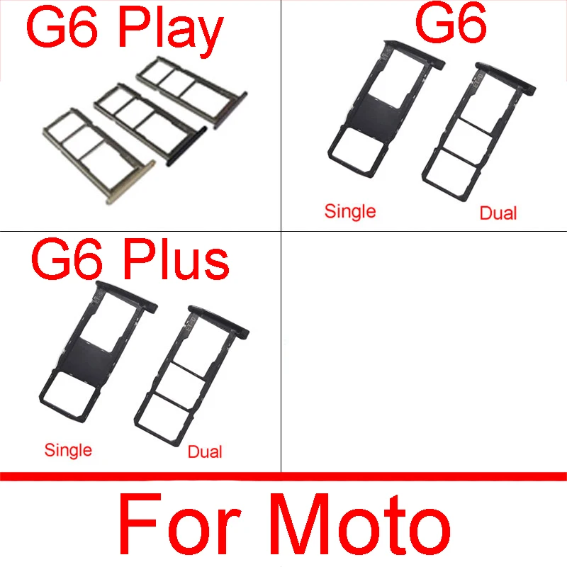 Single/Dual Sim Card Tray Socket For Motorola Moto G6 Plus G6+ XT1926 G6 Play   Sim Card Slot Adapter Replacment Parts