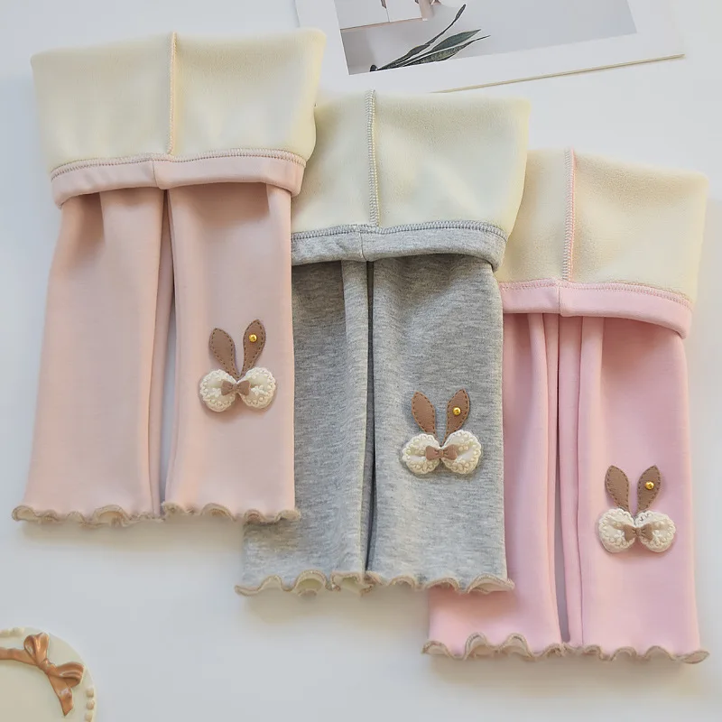 

Леггинсы для девочек, утепленные осенне-зимние детские хлопковые штаны, интегрированный флис