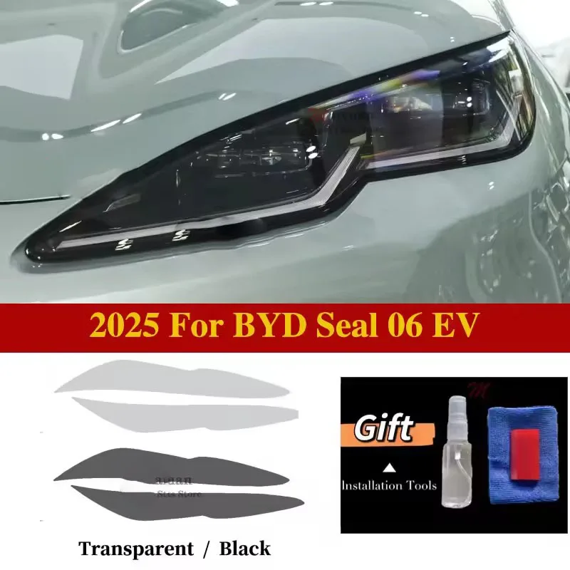 2025 For BYD Seal 06 EV Car Headlight Protective Car Film Front Headlamp Transparent Black TPU Exterior Sticker Car Accessories