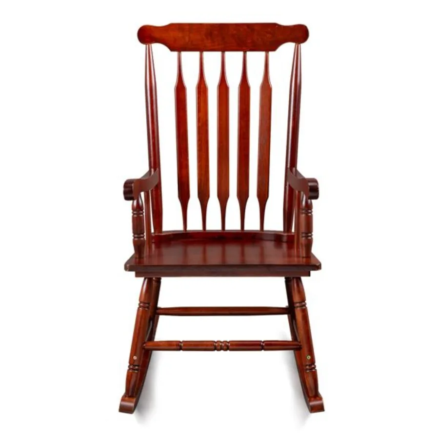 

Patio Rocking Chair Solid Wood Outdoor Porch Rocker Chair with Wooden Frame Indoor Wooden Rocking Chair for Garden Backyard Bal