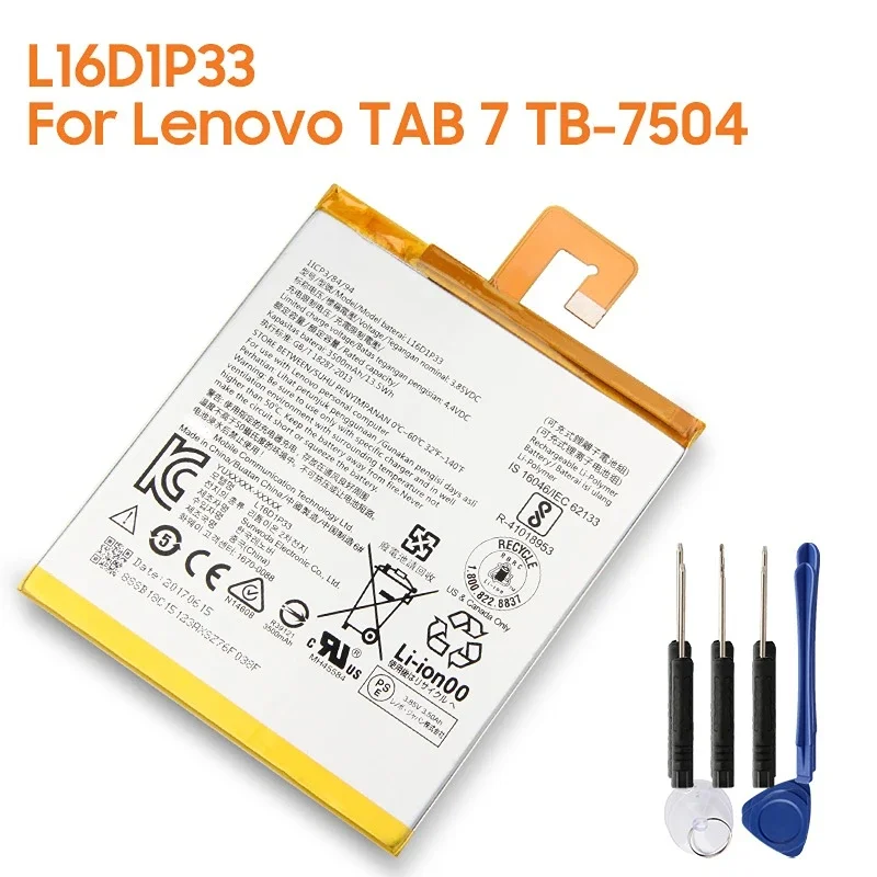 

Replacement Battery L16D1P33 For Lenovo TAB 7 TB-7504N 7504X TB-7504F Tablet PC Rechargeable Battery 3500mAh