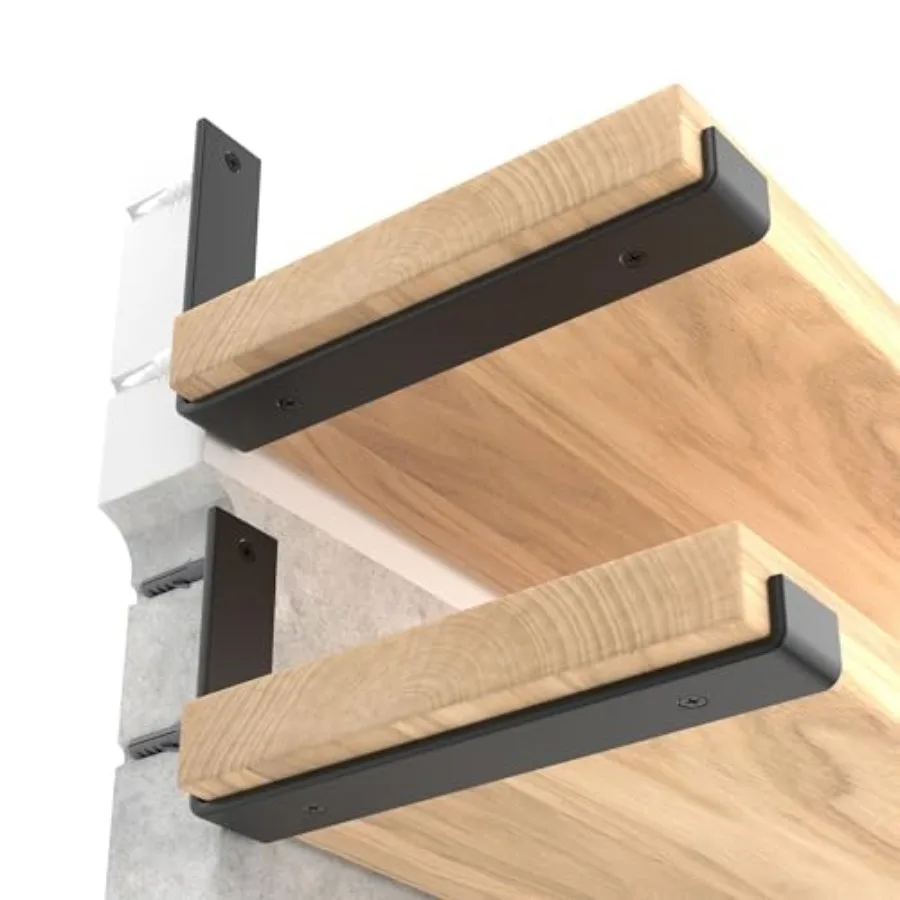 

12 inch Shelf Brackets 12-Pack 1/5 inch Thick Heavy Duty Industrial Bracket for DIY Floating Shelf Support Black Coated Wall Sh