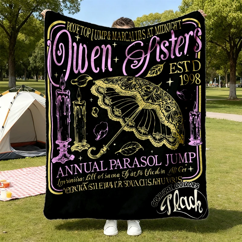 Owens Sisters Annual Parasol Jump Flannel Blanket, Practical Magic Witch Flannel Blanket, Midnight Margaritas