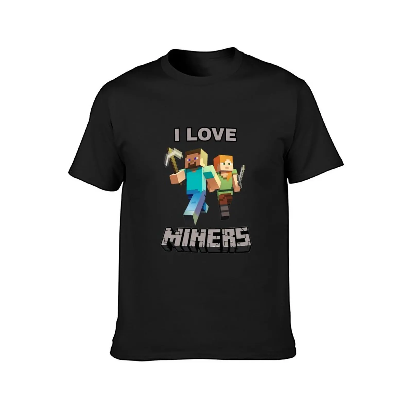 I love miners T-Shirt for a boy korean fashion plain anime clothes heavyweight t shirts for men