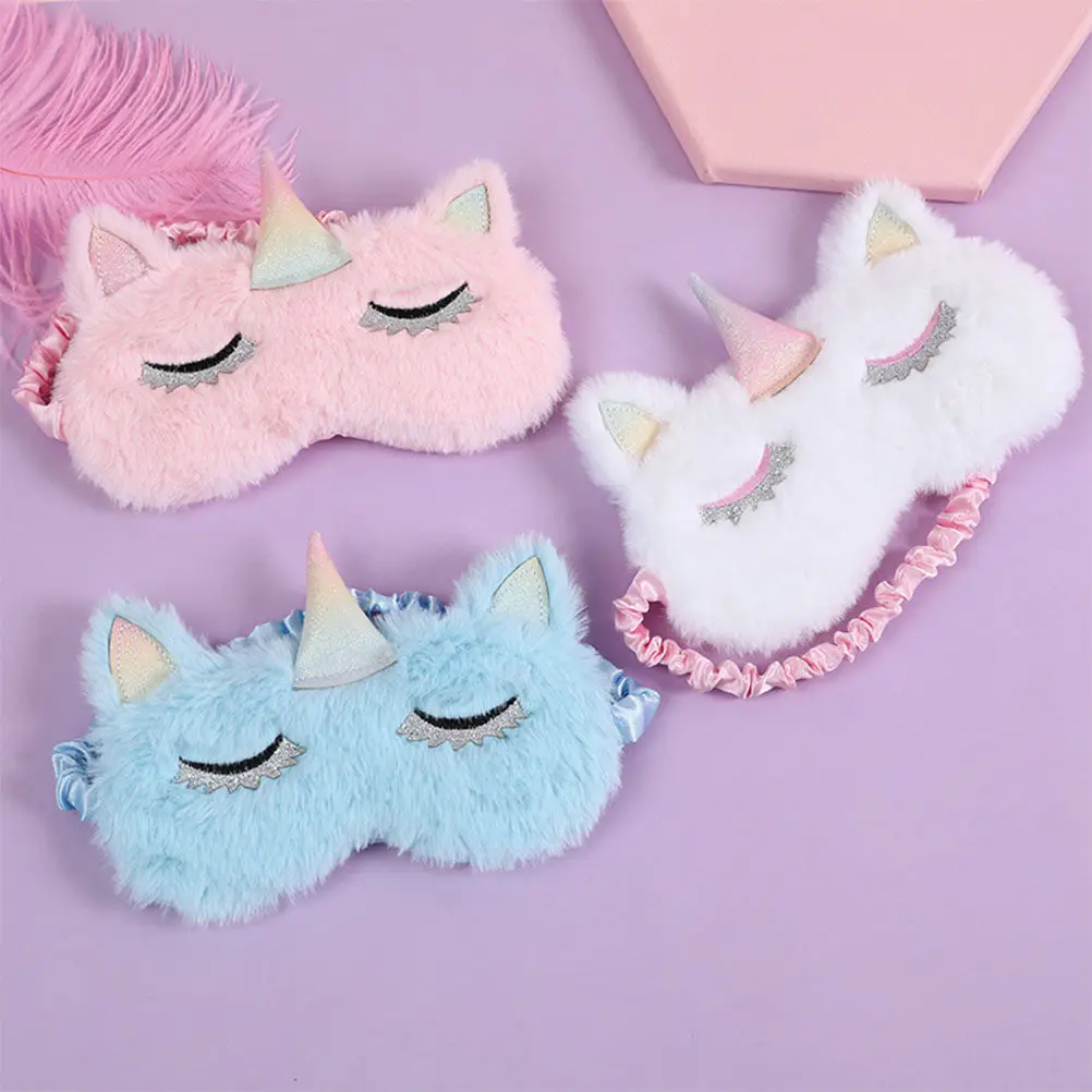 White Unicorn Eye Mask Lightweight Breathable Comfortable Sleep Mask No Pressure Elastic Strap for Travel Work Night Blindfold