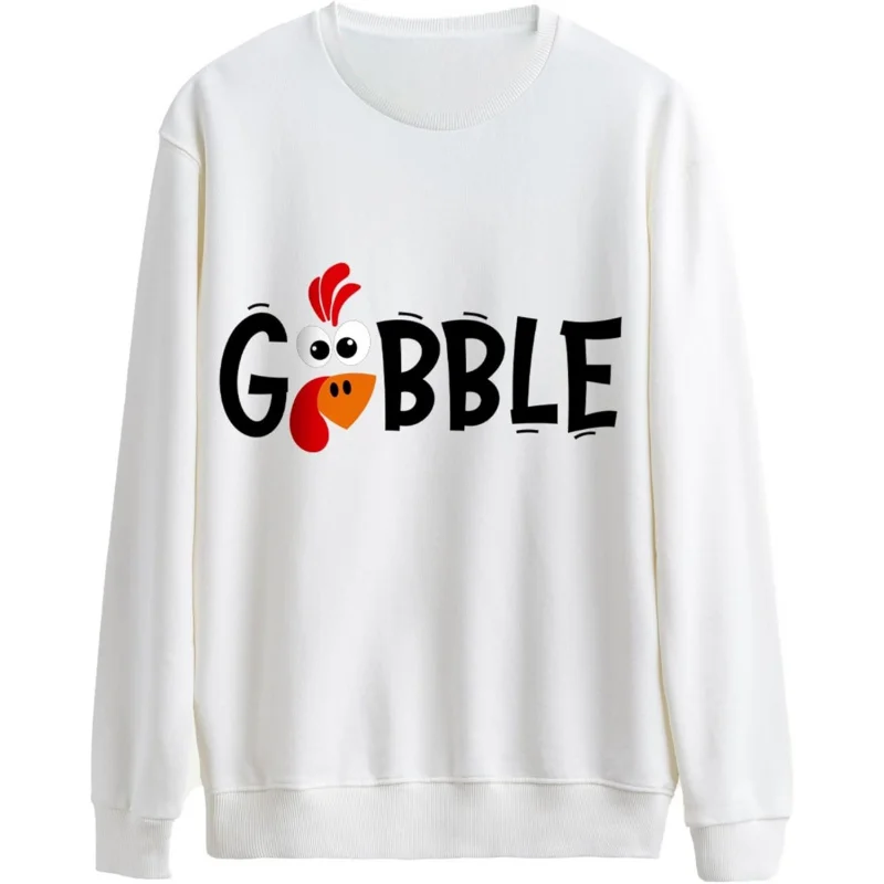 Interesting Gobble long sleeved turkey pattern design suitable for family Thanksgiving sweatshirts