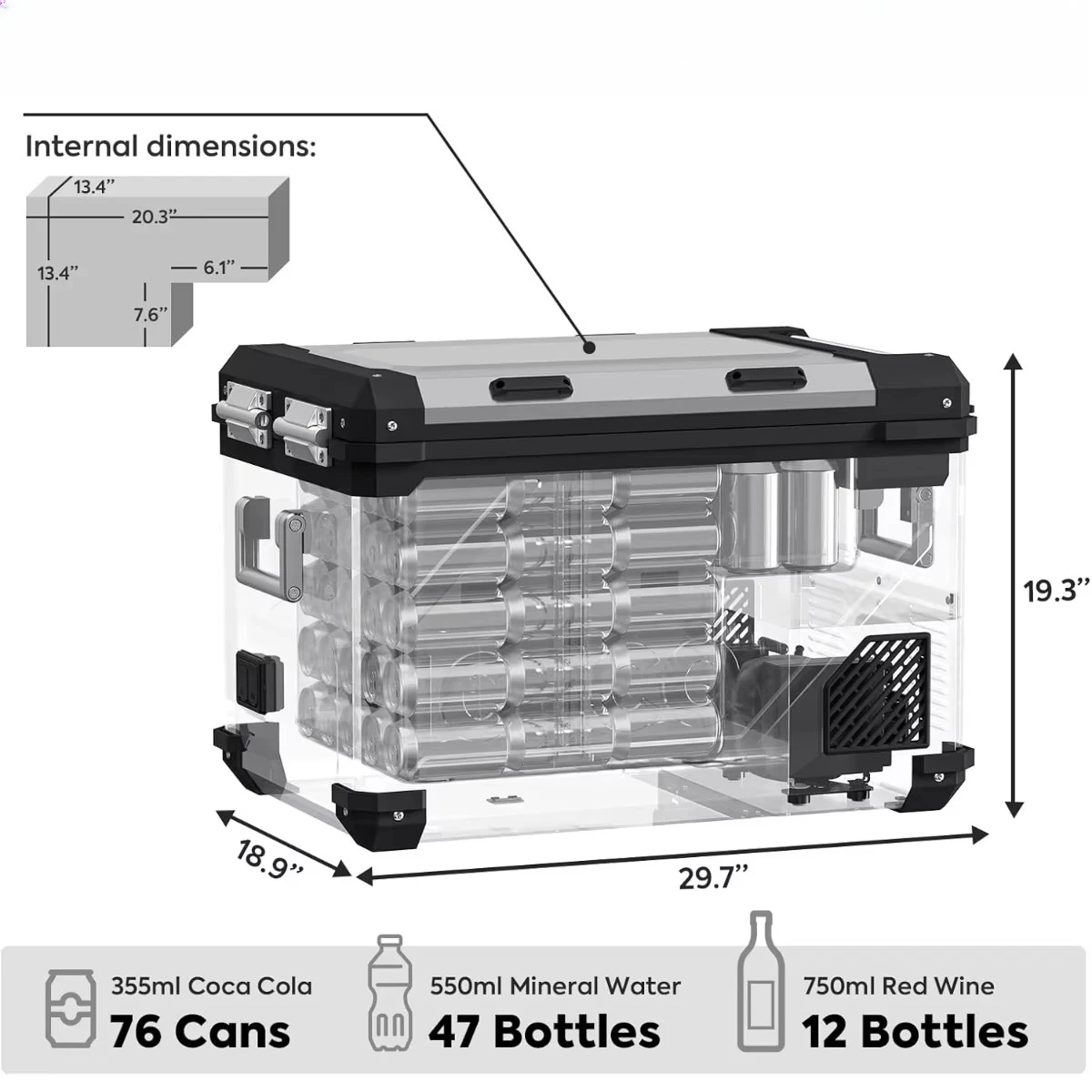 

Высококачественный (серебристый) двухзонный портативный холодильник с управлением через Bluetooth, инновационный дизайн, холодильник высокой литра 12 В