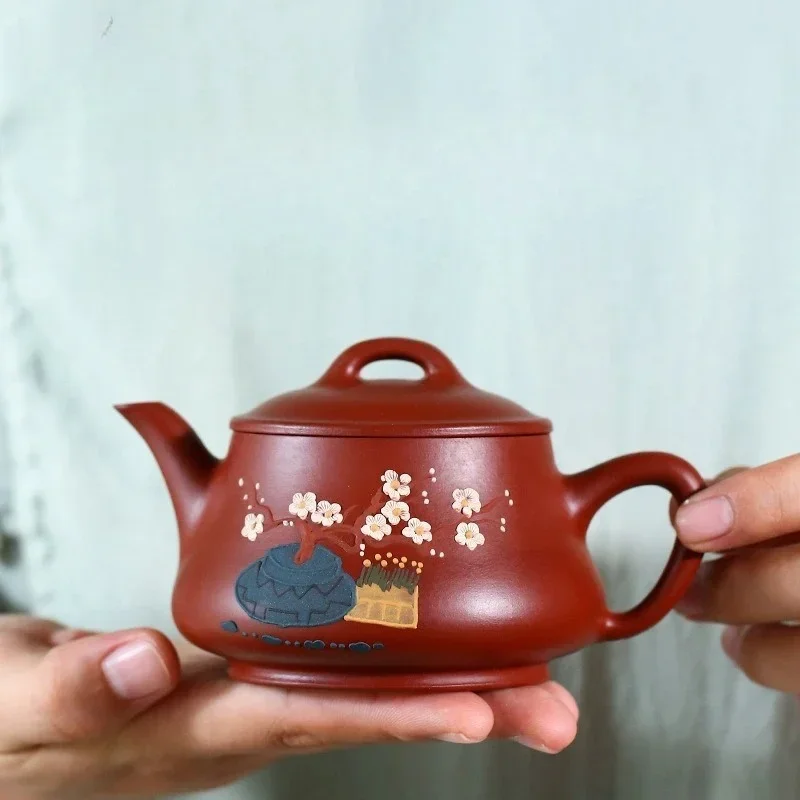 A Master of Purple Clay Teapots Hand-painted Plum Blossoms Original Da Hong Pao Comfortable Household Tea Brewing Set