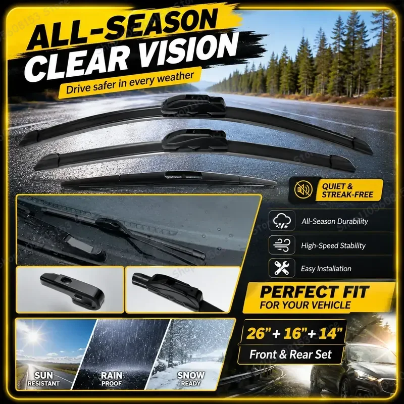 For Mazda CX-30 CX30 2019–2023 Front Rear Windshield Wiper Blades Replacement Set 26 16 14 Inch Auto Wipers Car Accessories