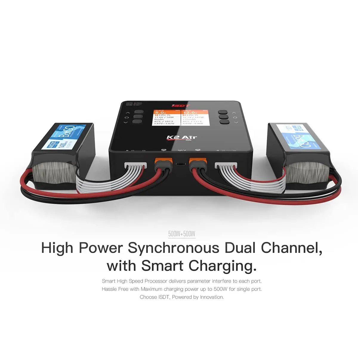 ISDT K2 Air Dual Channel Lipo Battery Charger AC 200W DC 500Wx2 20A Smart Balance Discharger for Life Lilon LiHV NiMH PB Battery