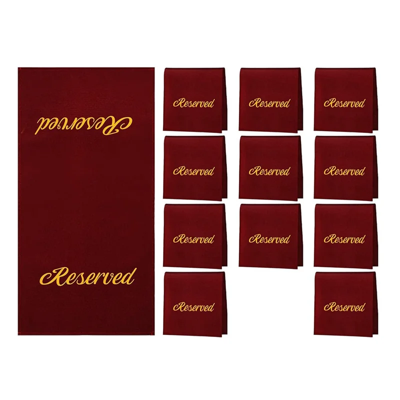Paquete de 12 carteles de silla reservados con palabras impresas para restaurante, reuniones de boda, bodas, fiestas, celebraciones, vino tinto