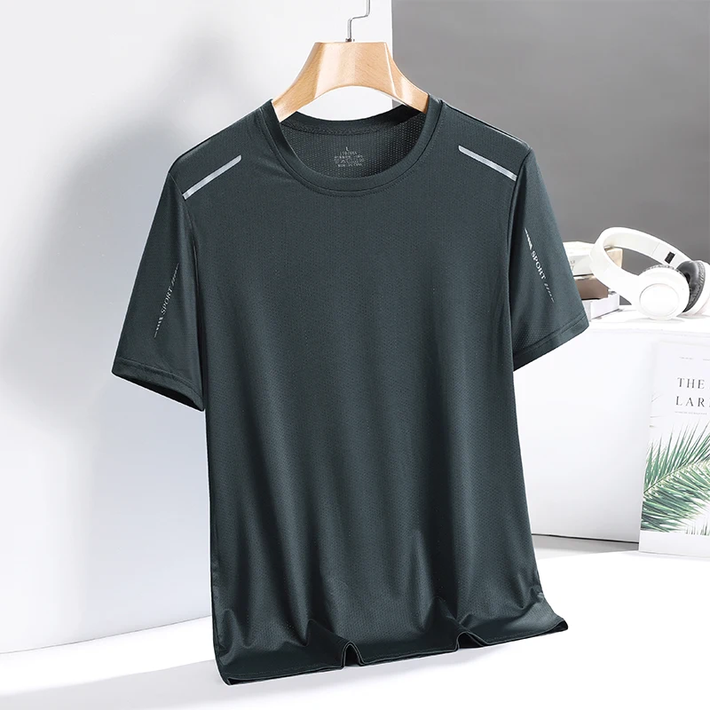 2024 Sports T-shirt for Running Men Short Sleeved Ice Silk Summer Top Quick Drying Basketball Fitness Polo T Shirt for Men