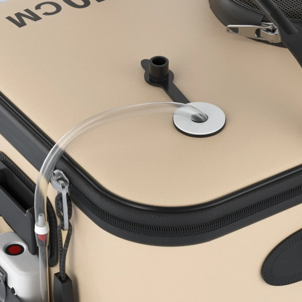 Folding Fishing Bucket with Hot Pressed Reinforced Connections and Double Zipper Mesh Cover for Convenient Outdoor Use view 2