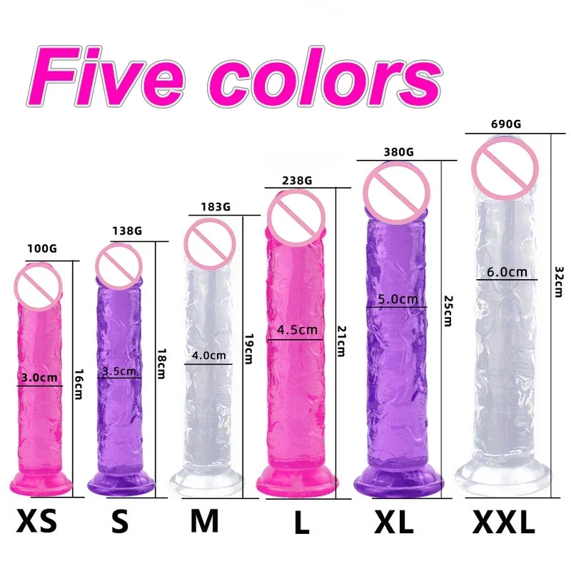 Consolador transparente pequeño de 5 colores para mujer, ventosa de gelatina, Juguetes sexuales anales eróticos, clítoris suave, masturbadores vaginales, pene, barato