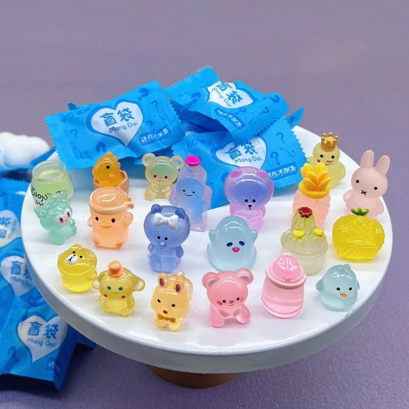 Cute Luminous Blind Box Kawaii Rabbit Dog Model Toys Random Play Figures Guess Packaging Random Bag Birthday Gifts for Kids