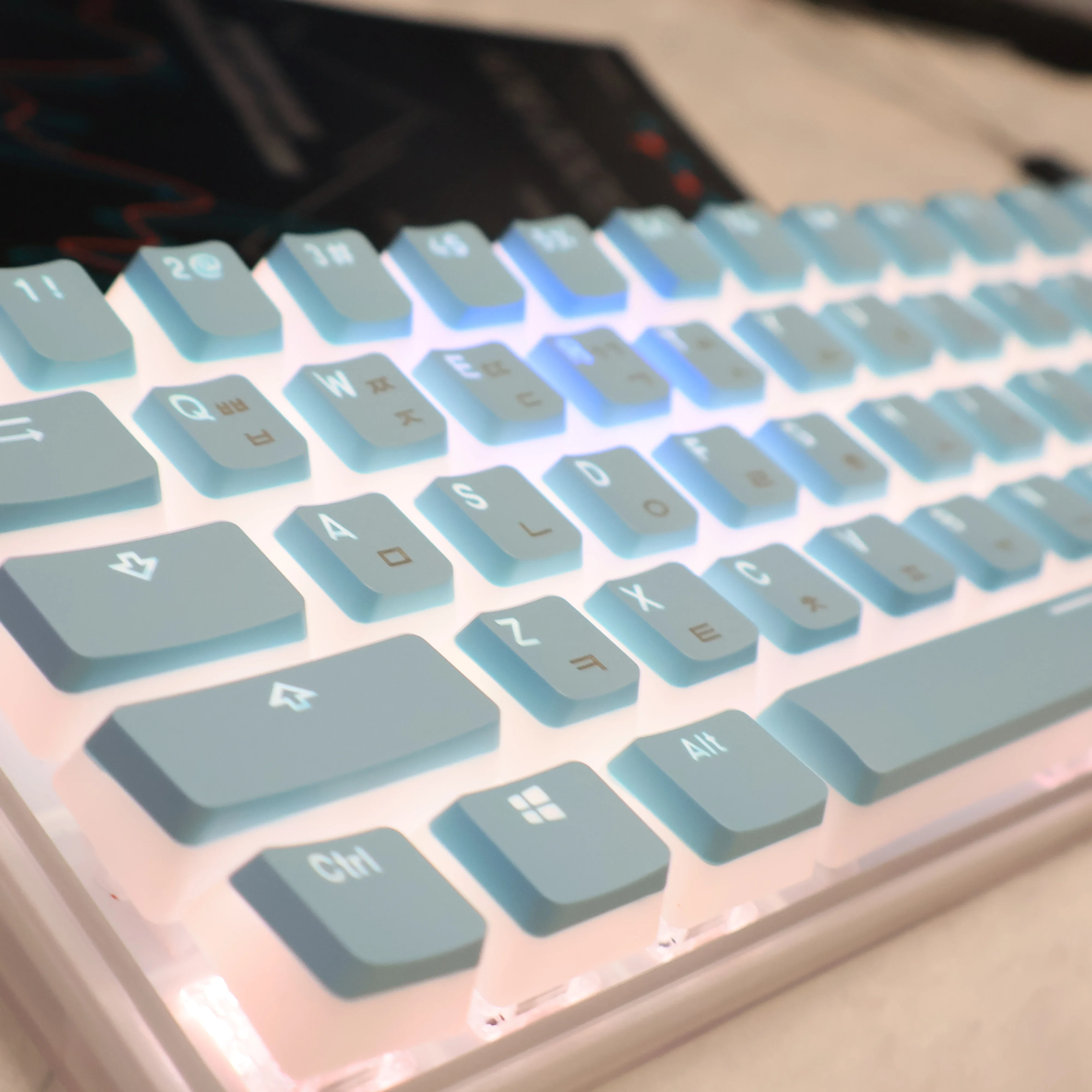 Juego de teclas transparentes coreanas PBT que brilla a través de teclas retroiluminadas perfil OEM para teclado mecánico MX Switch