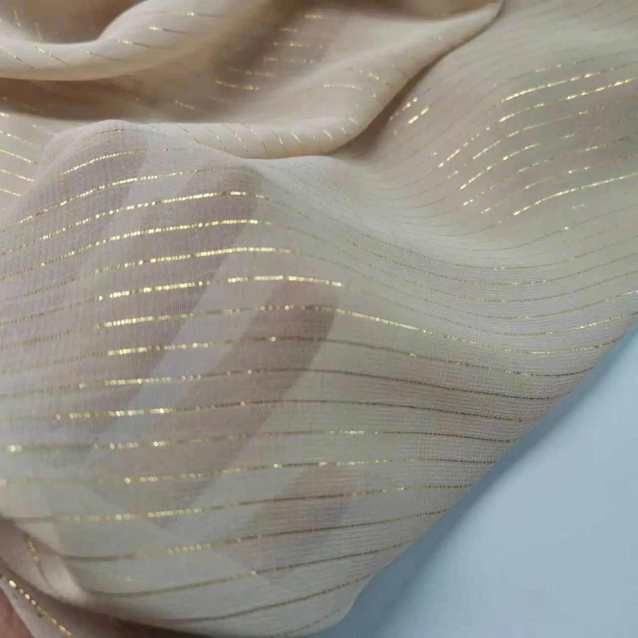 On Sale Metallic Shiny Crepe Chiffon Cosplay Fabric Breathable DIY Sewing Material