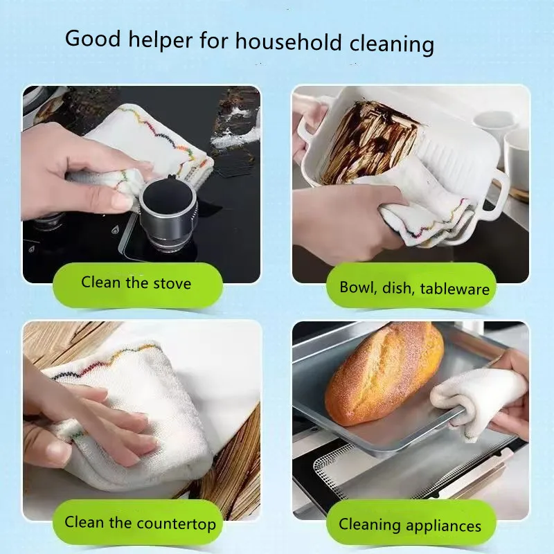 Kitchen cleaning cloth Super absorbent cotton yarn towel non-stick oil tray towel rag rag Napkin tableware Household cleaning