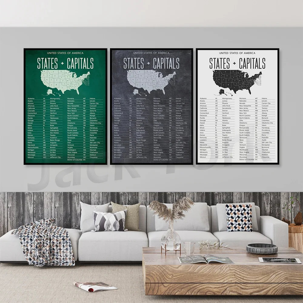 US States and Capitals Classroom Poster or Homeschool Decor