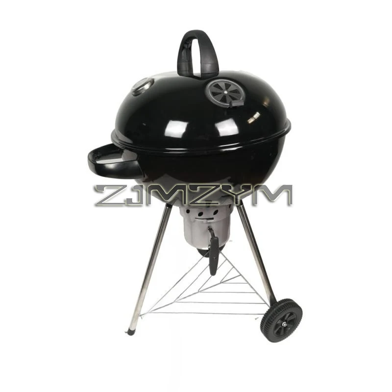 22 Inch  Round Charcoal Barbecue Grill Portable Round Smoker with Wheels for Camping Backyard Outdoor