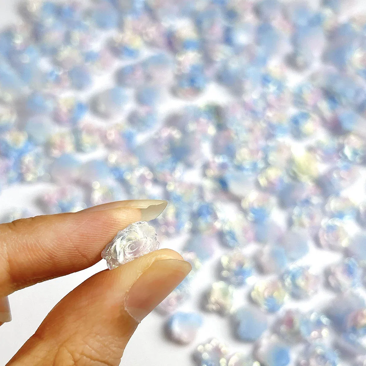 Fleurs en résine tricolores de rêve minimalistes, décorations pour Nail Art, créatif, lumineux, doux, cœur, fleur, Rose, Lotus, breloques pour ongles, DIY