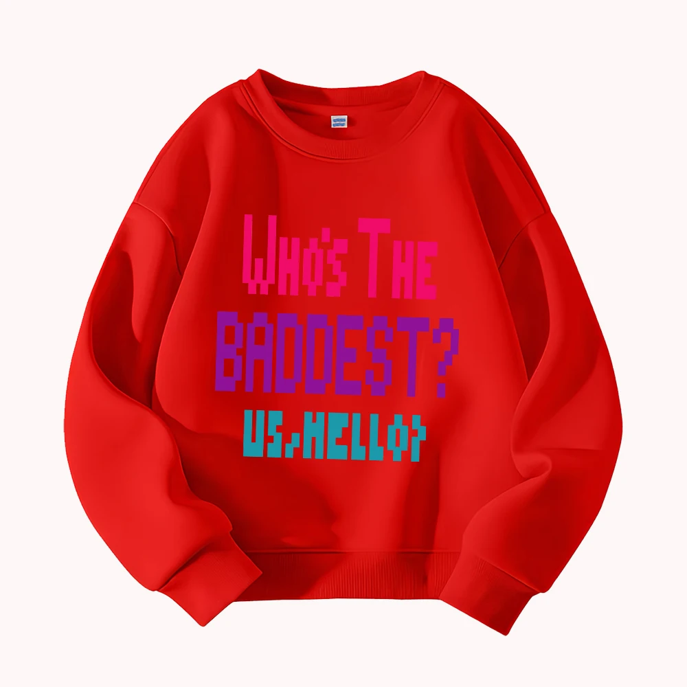 من هو الأسوأ؟ الولايات المتحدة مقابل مرحبا؟ سويت شيرت برسومات Pixel Art للرجال والنساء للجنسين، بلوفر كاجوال بياقة دائرية، ملابس شارع عصرية