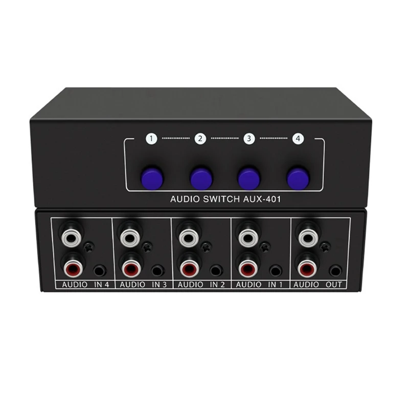 Przełącznik audio RCA AUX 4 wejścia 1 Stereofoniczny selektor audio 4X1 3,5 mm Aux L/R RCA Przełącznik audio Analogowy selektor audio, trwały