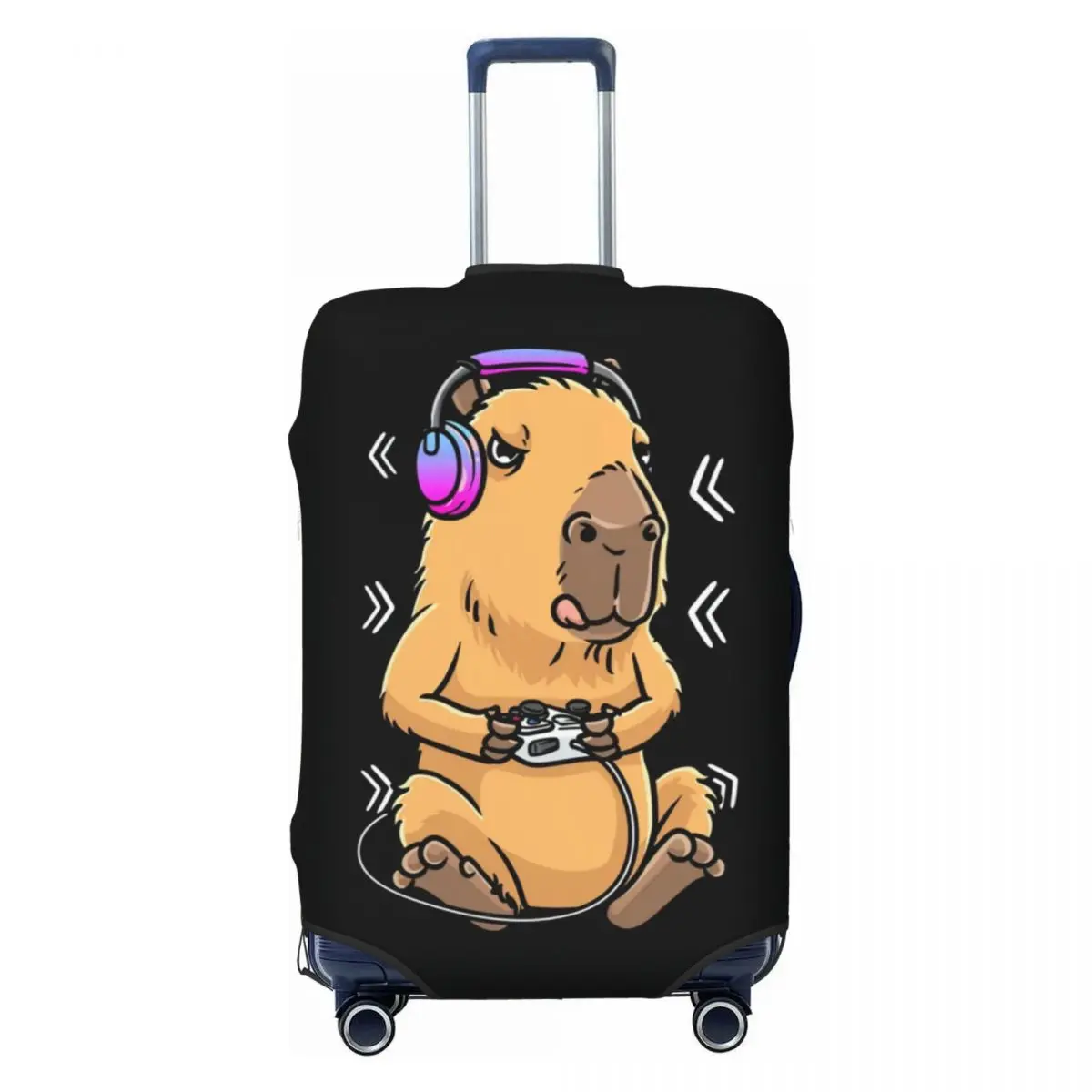 

Custom Capybara Gamer Gaming Luggage Cover Protector Funny Giant Cavy Rodent Travel Suitcase Protective Cover for 18-32 Inch