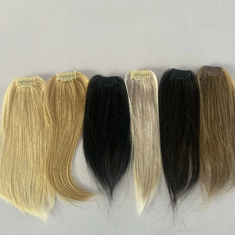 

Side Bangs Wig Neat Thin 100% Real Human Hair Bangs Extended Side Edge Clips