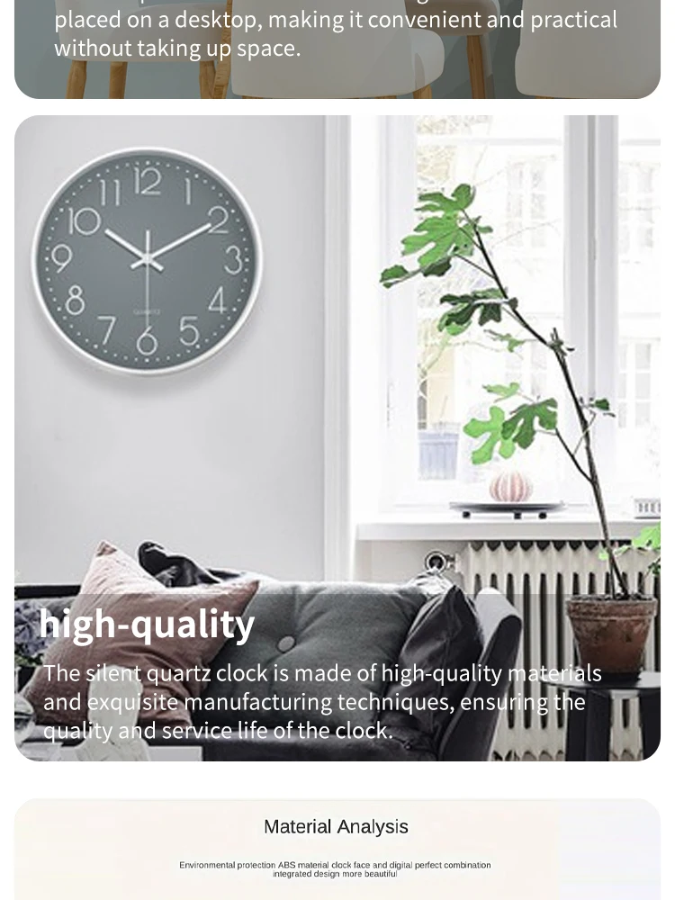 8 Zoll Digitale Wanduhr, Geräuschlose Sekundenzeiger-Quarzuhr, Minimalistische Wanduhr, Perfekt für Wohnzimmer und Wohndekoration – Detail 8