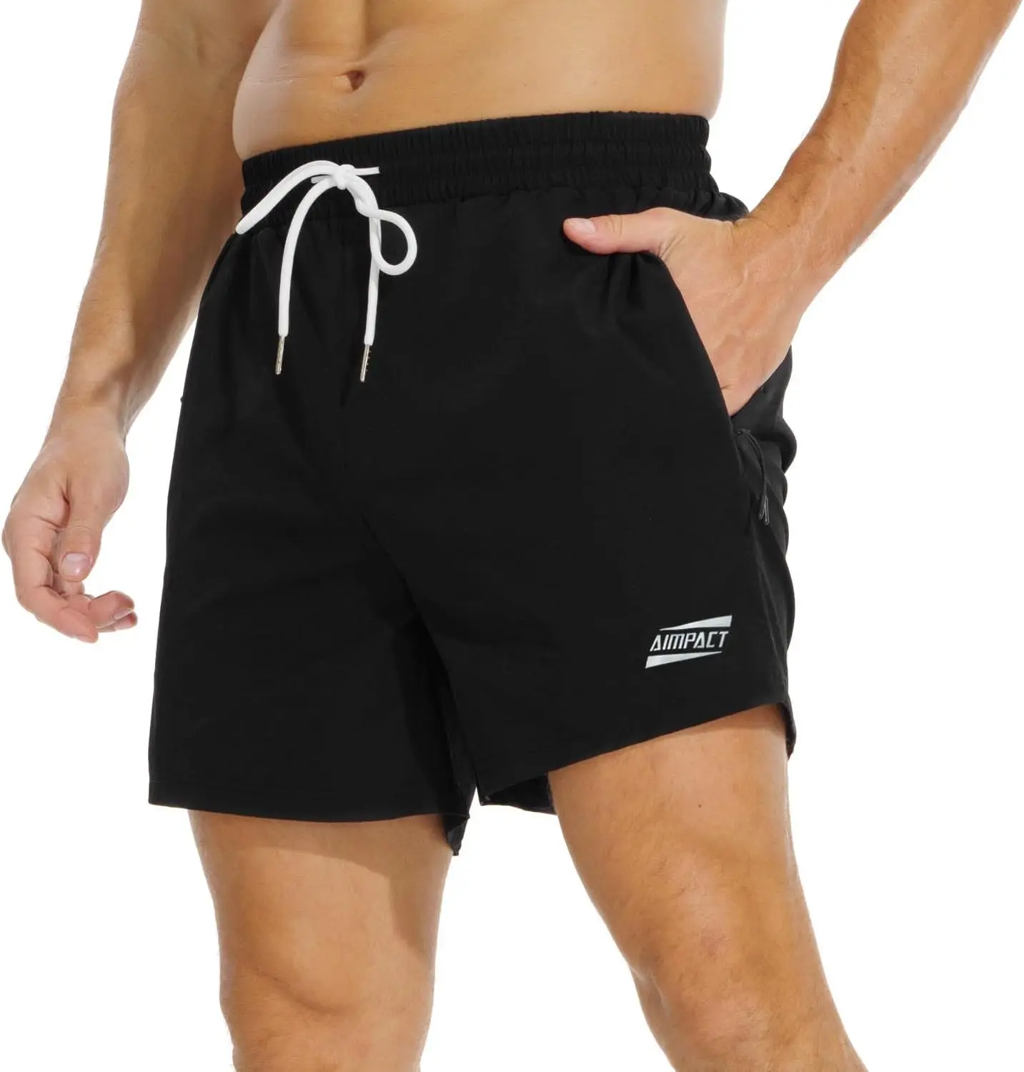 

AIMPACT Men's Athletic Running Shorts Quick Dry Gym Workout Shorts 5" with Zipper Pocket Lightweight Sports Basketball Shorts