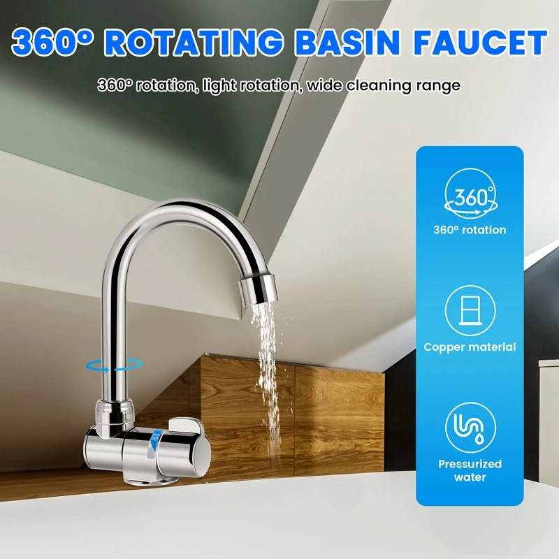 AC17-Foldable RV Faucet Universal For Car Caravan RV 360° Rotation Cold & Hot Water Mixer Water Tap,1/2