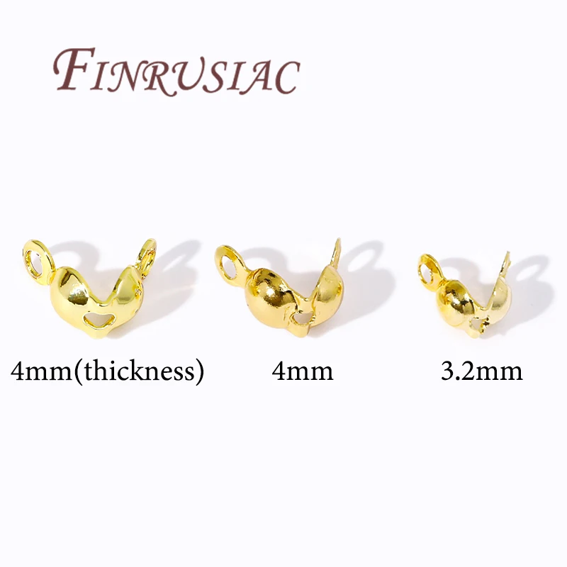 3.2mm 4mm 18K Gold Plated Crimp Bead Cover,End Caps For Jewelry Making Supplies,DIY Bracelets Accessories,Crimp Beads Findings