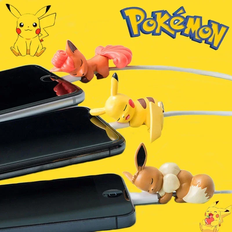 Pokemon Pikachu Data Cable Protection Case Fashion Cartoon Character Buckle USB Charging Cable Bite Protection Case Toy Doll