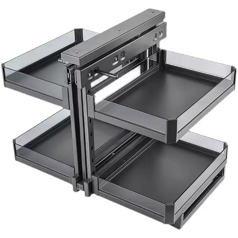 

Corner Swing Tray Pull Out Cabinet Magic Corner Glass Grey Basket