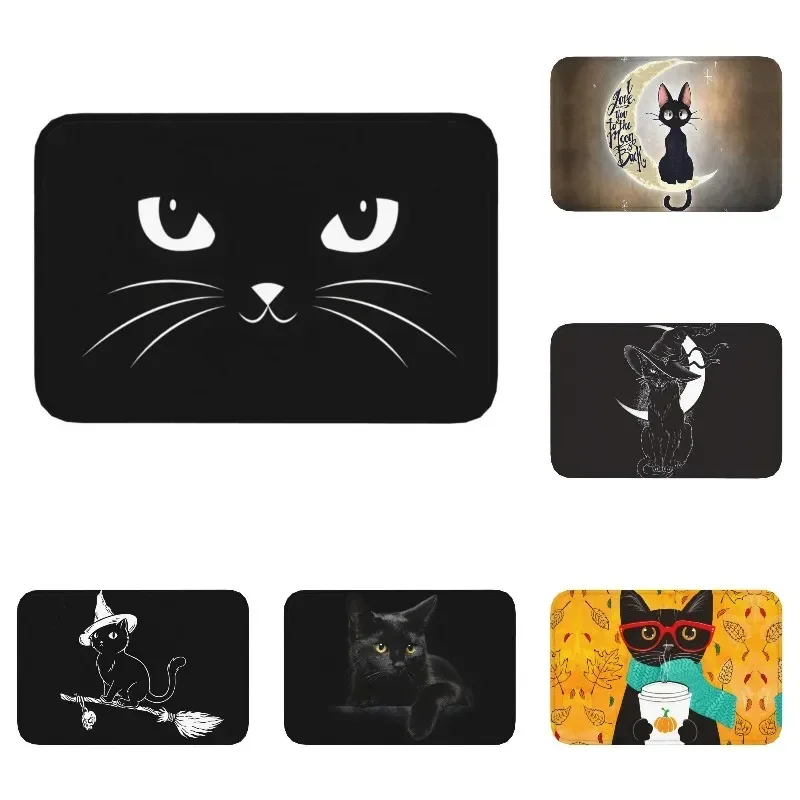 Personalized Cartoon Black Cat Doormat Mat Anti-Slip Eye Bathroom Kitchen Living Room Rug Carpet 40*60cm