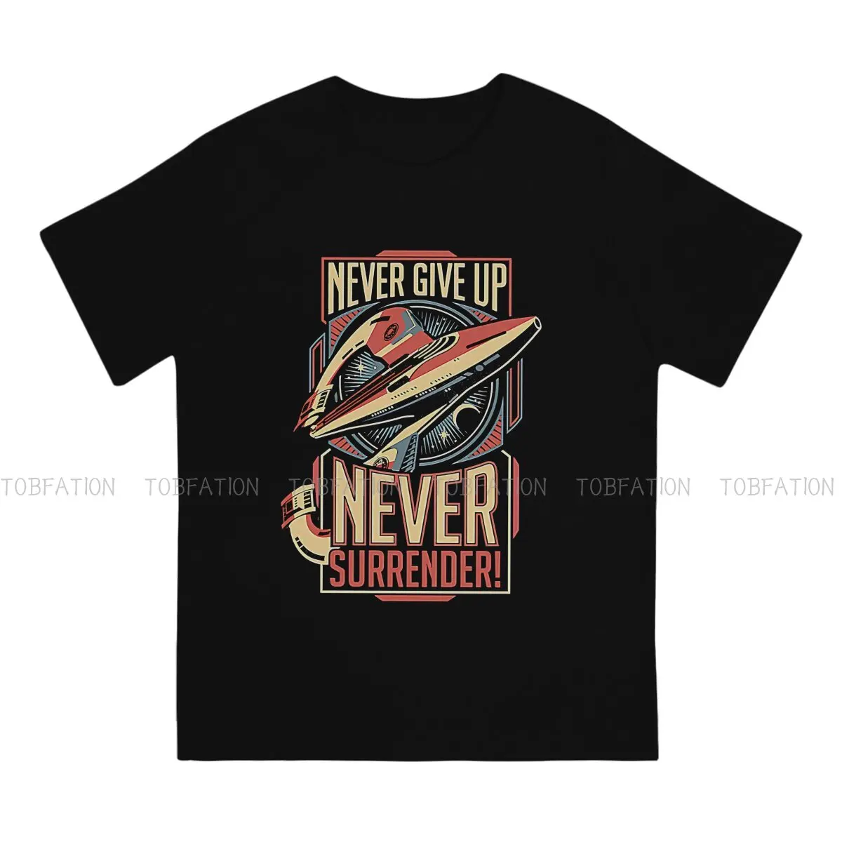 Quest Galaxy Sci Fi Film Vintage Never Surrender Quote Retro 100% Cotton T Shirt Vintage Men's Tee Shirt O-Neck  Men Clothing