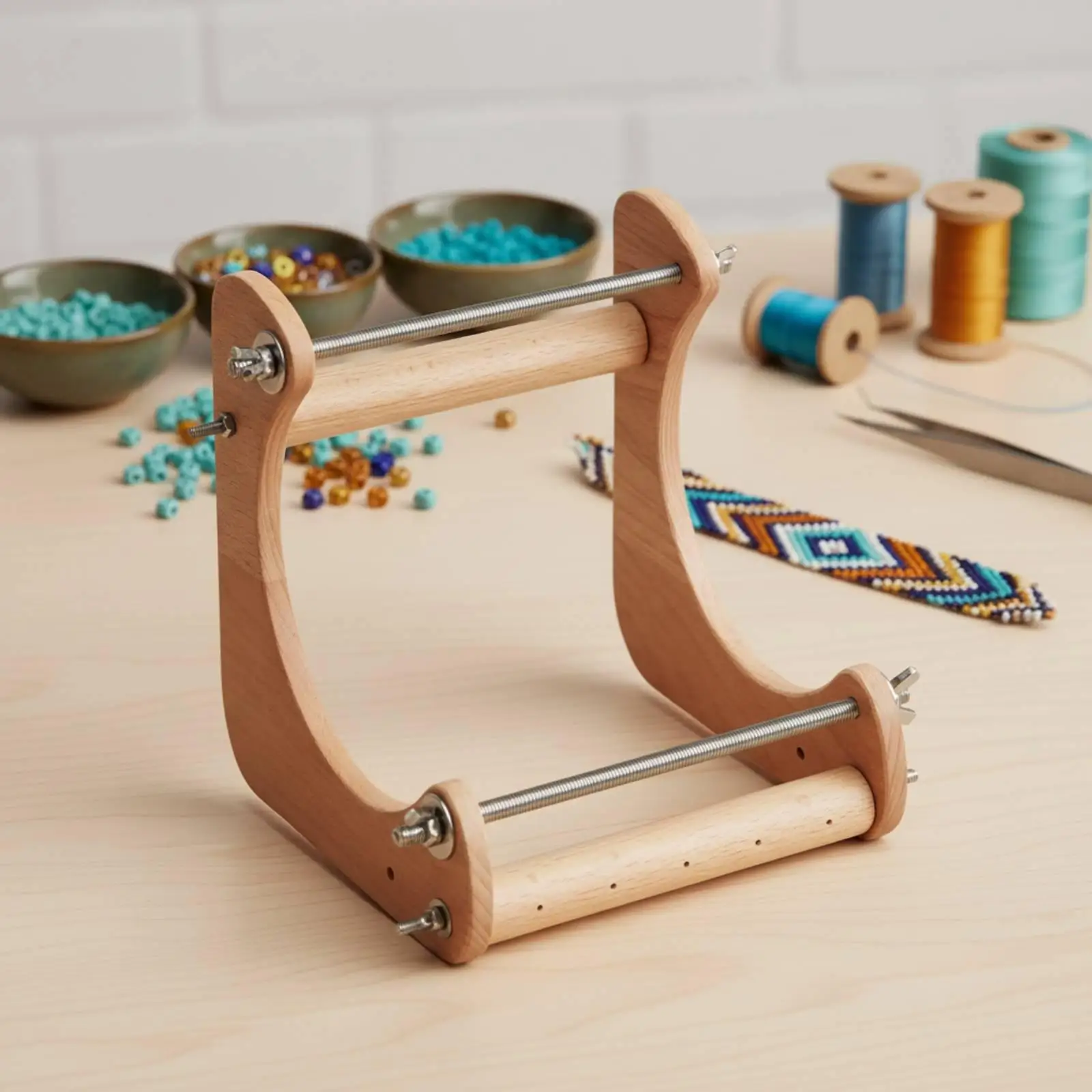 Wooden Beading Loom Jewelry Making Tool Bracelets Making Hobby Versatile DIY Bracelet Loom Adjustable Ergonomic Angled Design