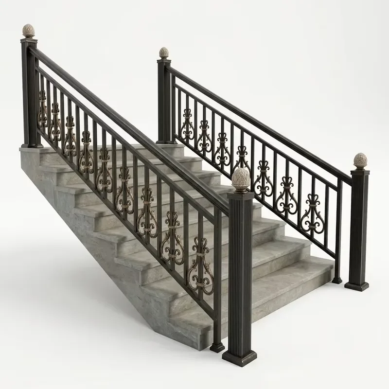 Durable Aluminum Alloy Balustrade, Outdoor Safety Railing for Stair, Balcony & Deck, Residential & Commercial Metal Fence