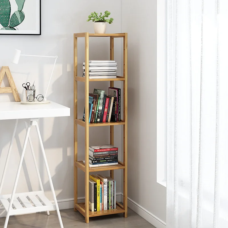 Student Living Room Simple Floor Standing Bookshelf Children's Assembly Multi-layer Table Storage Rack Bamboo Stationery Shelf