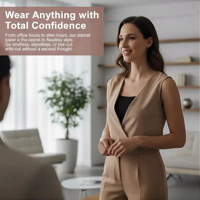 Women Invisible Mock Camisole Wrapped Chest Overlay Bra Quick Easy Clip-on Insert Wrapped Chest Panel Cover