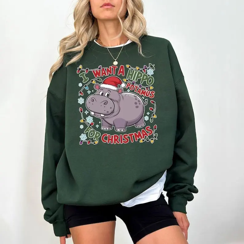 لطيف فرس النهر للبلوز فرس النهر أضواء عيد الميلاد قمصان أريد فرس النهر البوتيموس ل البلوز الشتاء البلوز #5