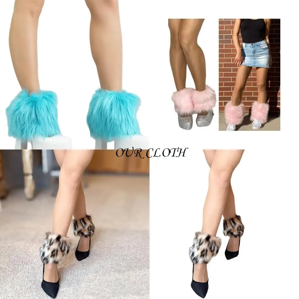 

Faux Furs The Warmer, теплые зимние нечеткие ноги теплые манжеты для ботинок для женщин Y1AC