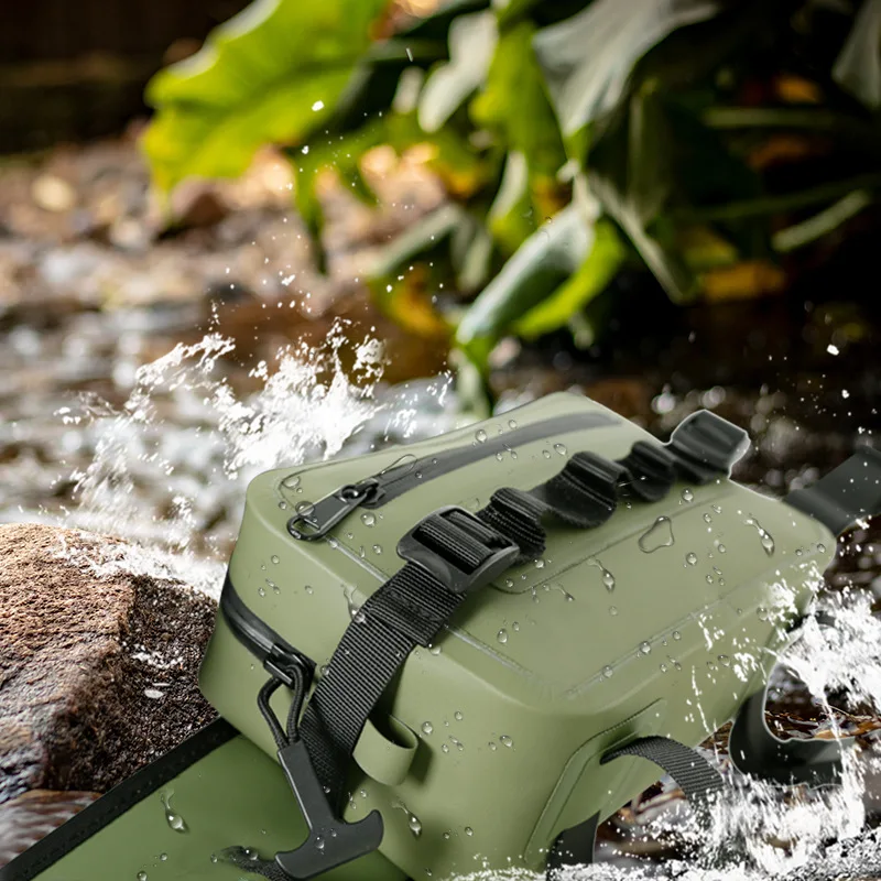 2L Waterproof Fishing Waist Bag TPU Military Green Packet Airtight Zipper Closure Lightweight Sling Fishing Waist Bag For River