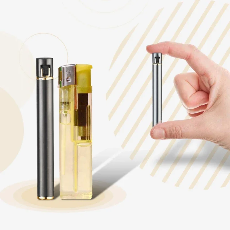 New Mini Compact Open Flame Lighter Fire-free Butane Gas Metal Cigaretteshaped Grinding Wheel Lighters Smoking Accessories Cute