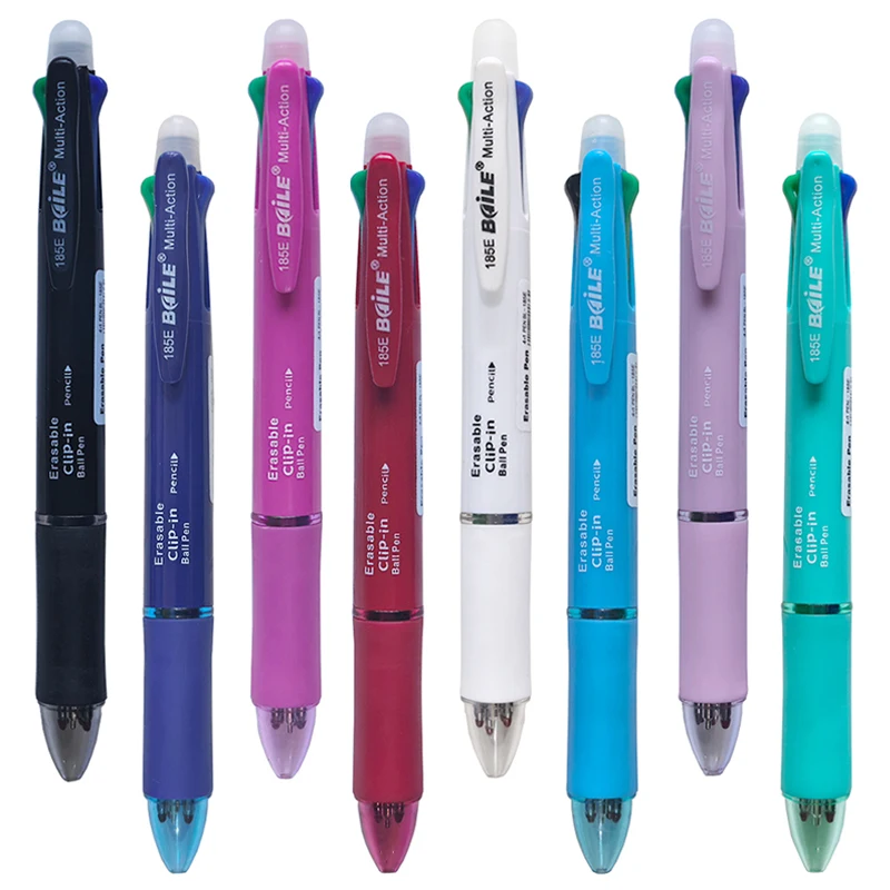 0.7mm Black Blue Red Green Multi-Color Erasable 5 in 1 Gel Pen Set 0.5mm Pencil Kawaii Stationery Multi-Functional Gel Pen